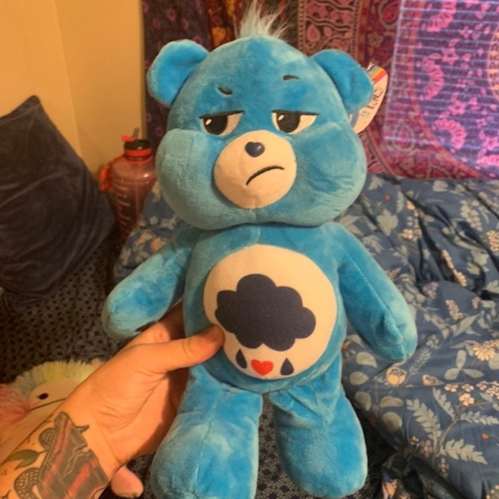 Brand new Blue grumpy rain cloud carebear bear Plush toy